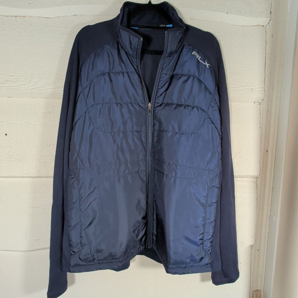 RLX Ralph Lauren Men's Quilted Hybrid Mock-Neck Jacket Navy Blue XXL / 2XL
